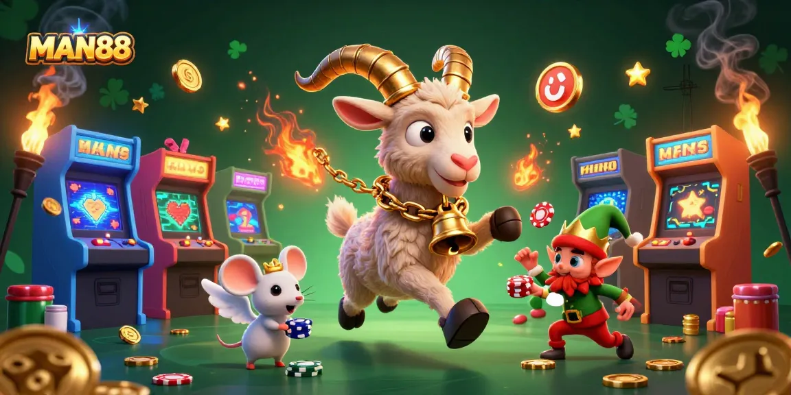 Join MAN88 for an exciting gaming experience with unique characters and casino-themed visuals.