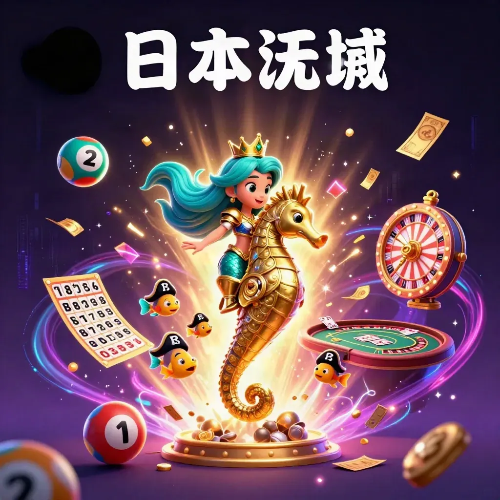 Mermaidsdrottning på sjöhäst bland piratfiskar, neonexplosion och casinoglimmer