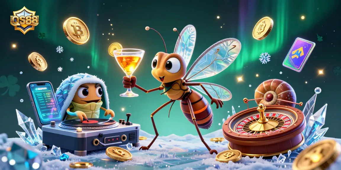 Engage in thrilling action with QS88, where a frozen mosquito mascot, trilobite DJ, and golden roulette wheel bring casino excitement alive.