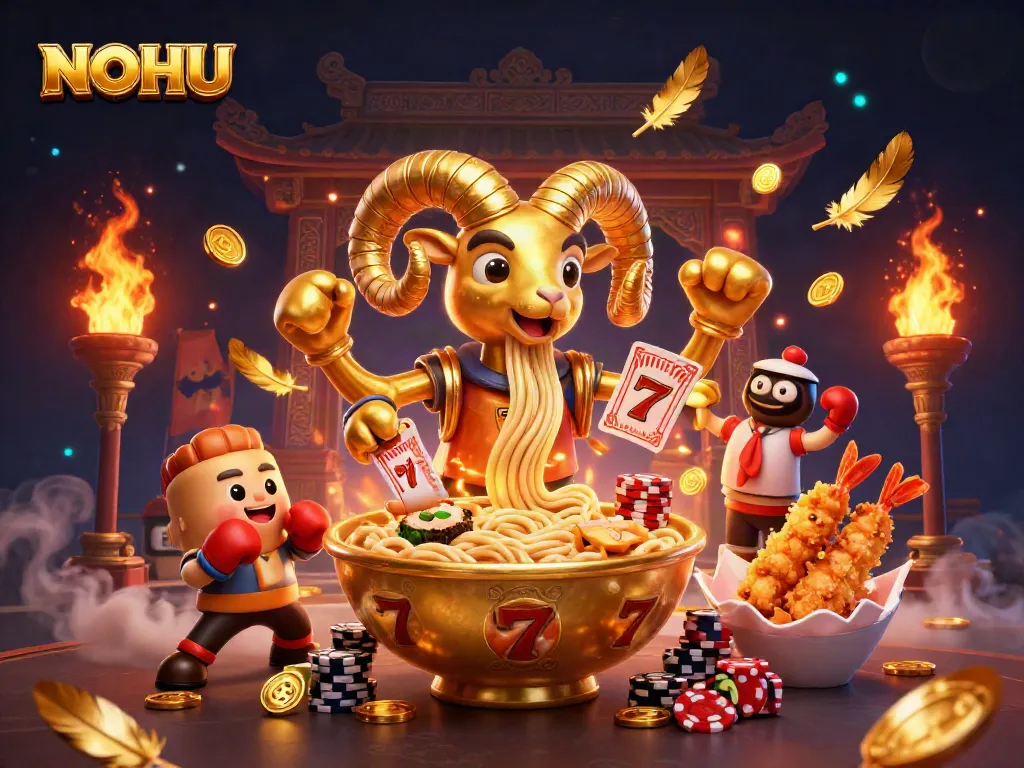 NOHU captures the excitement of winning big with vibrant slot reels and dynamic casino action.