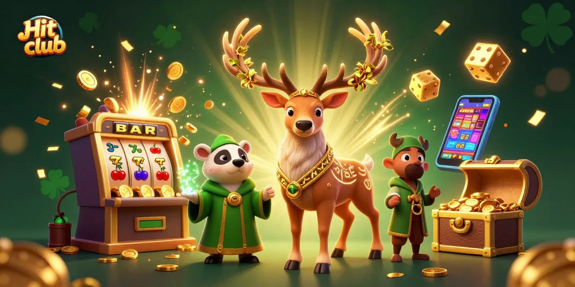 Experience thrilling gameplay at Hit club with vibrant 3D casino elements and characters amidst jackpots.