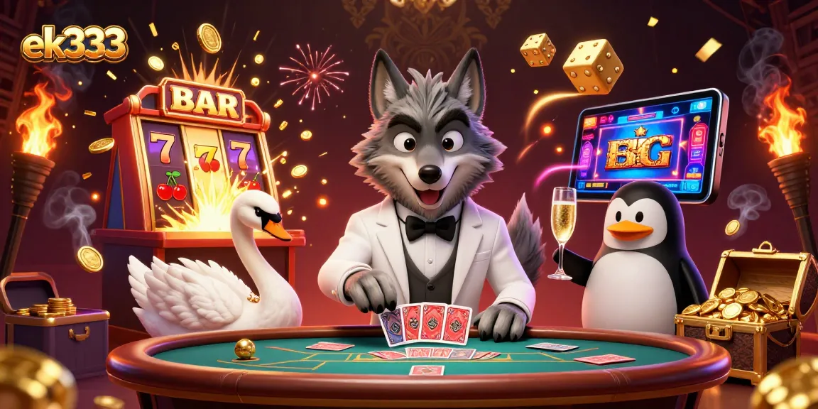 Engage in thrilling gameplay with ek333, featuring characters in a vibrant casino scene.