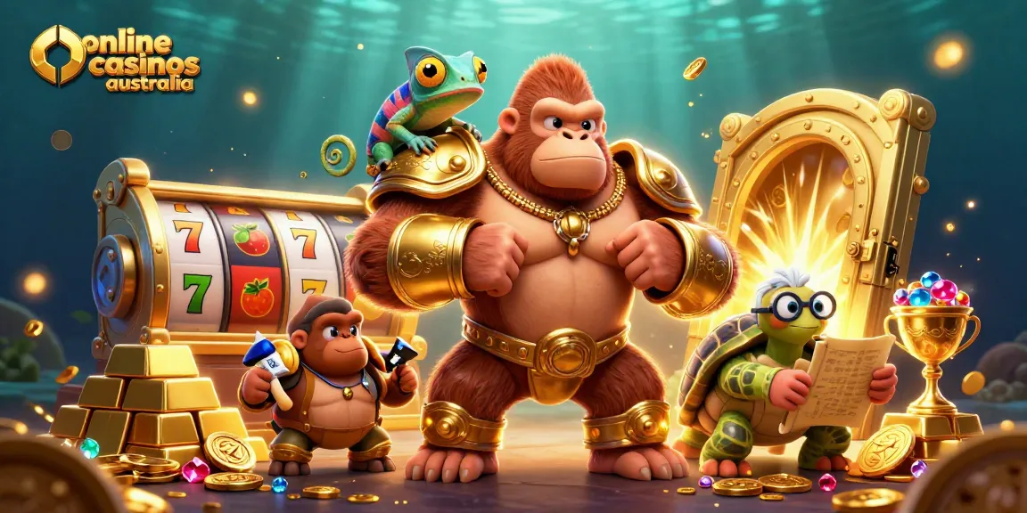Engage with exciting features of online casinos Australia through a vibrant 3D casino scene.